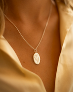 Silver Oval Birth Flower Personalised Necklace