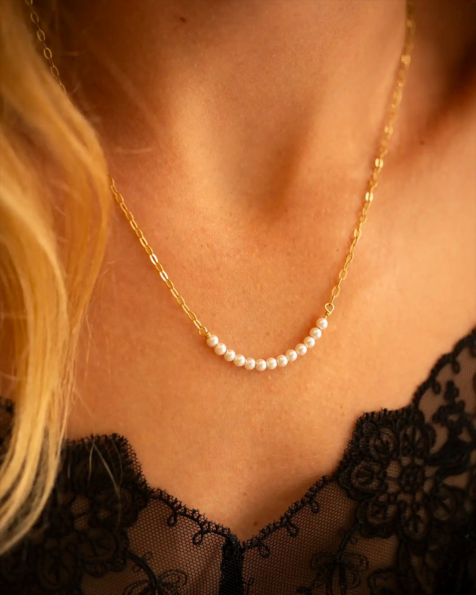 Gold Anja Personalised Pearl Necklace