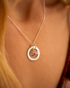 Silver Family Eternal Ring with Heart Birthstone Personalised Necklace