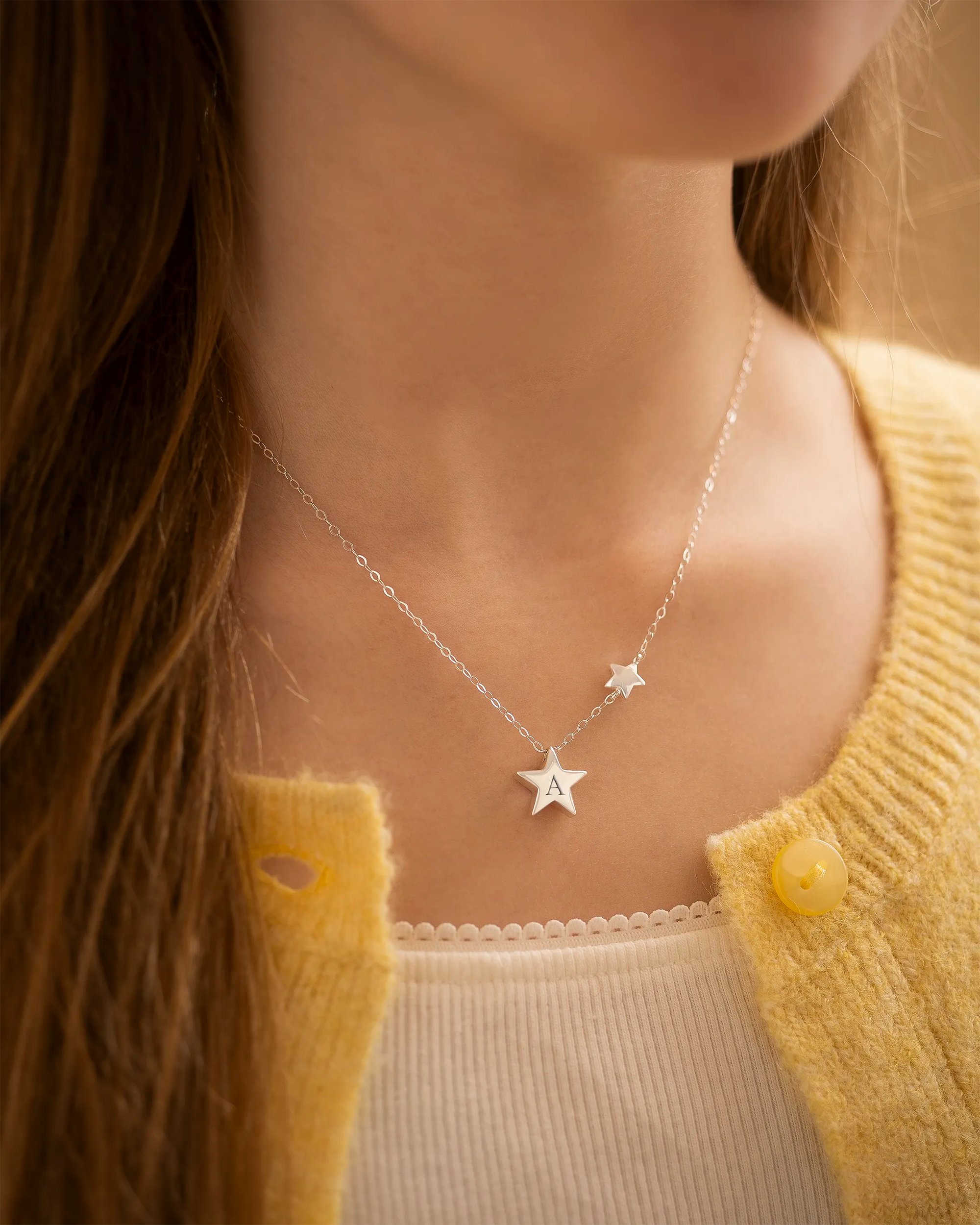 Silver My Lucky Star Personalised Kids Necklace