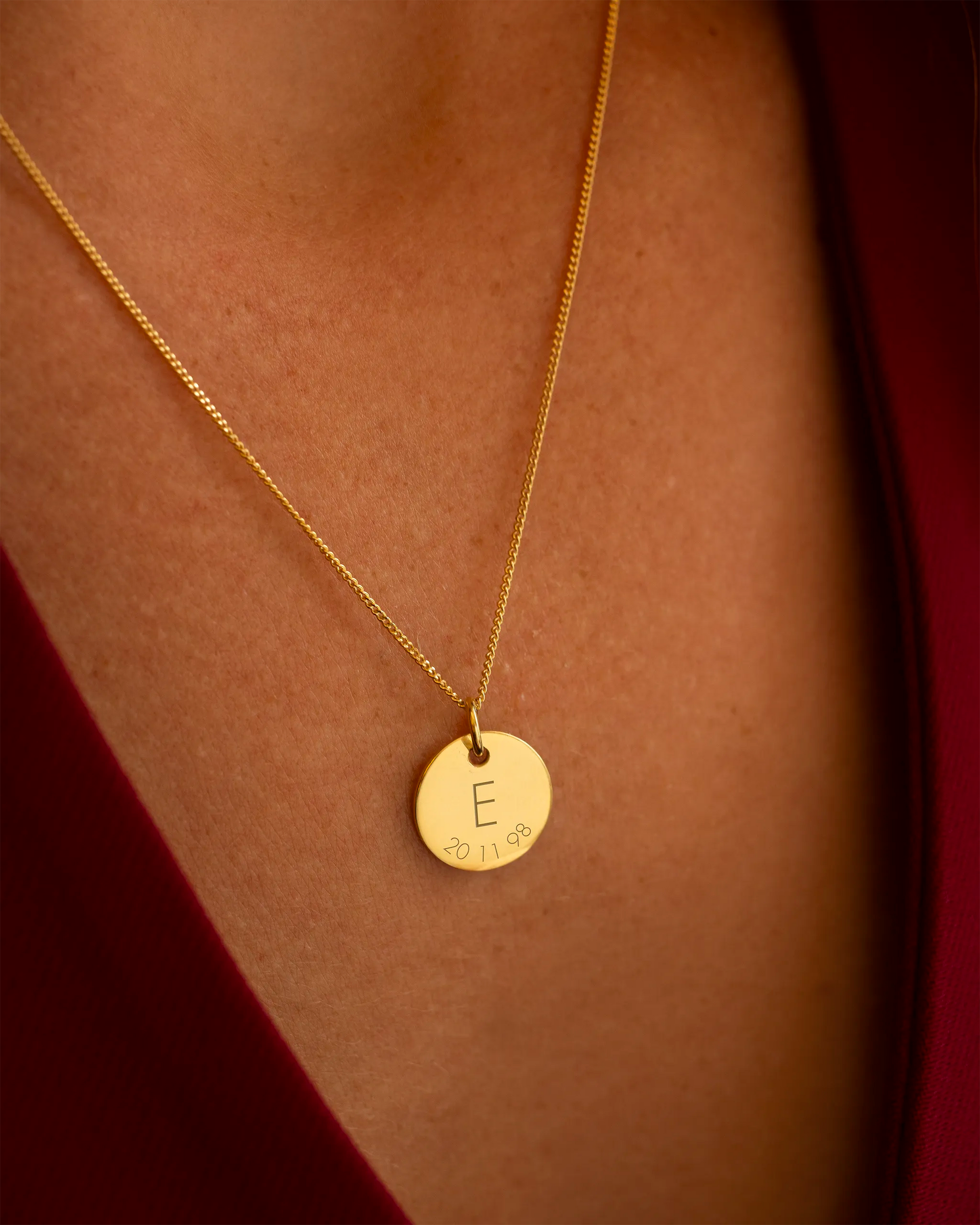 Gold Initial And Date Personalised Necklace