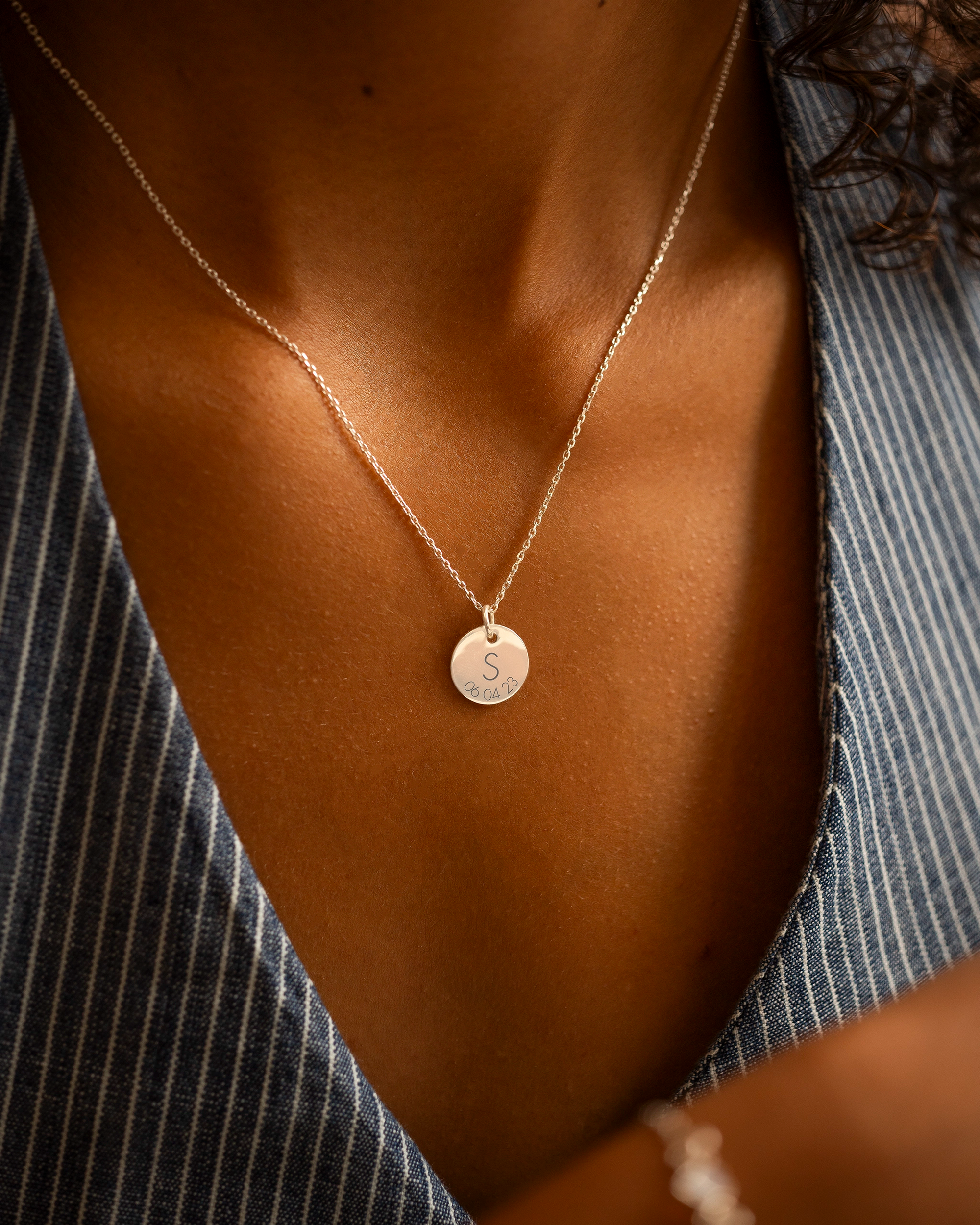Silver Initial And Date Personalised Necklace