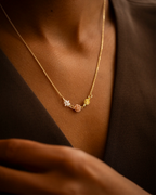 Gold Mixed Metal Family Birth Flower Necklace