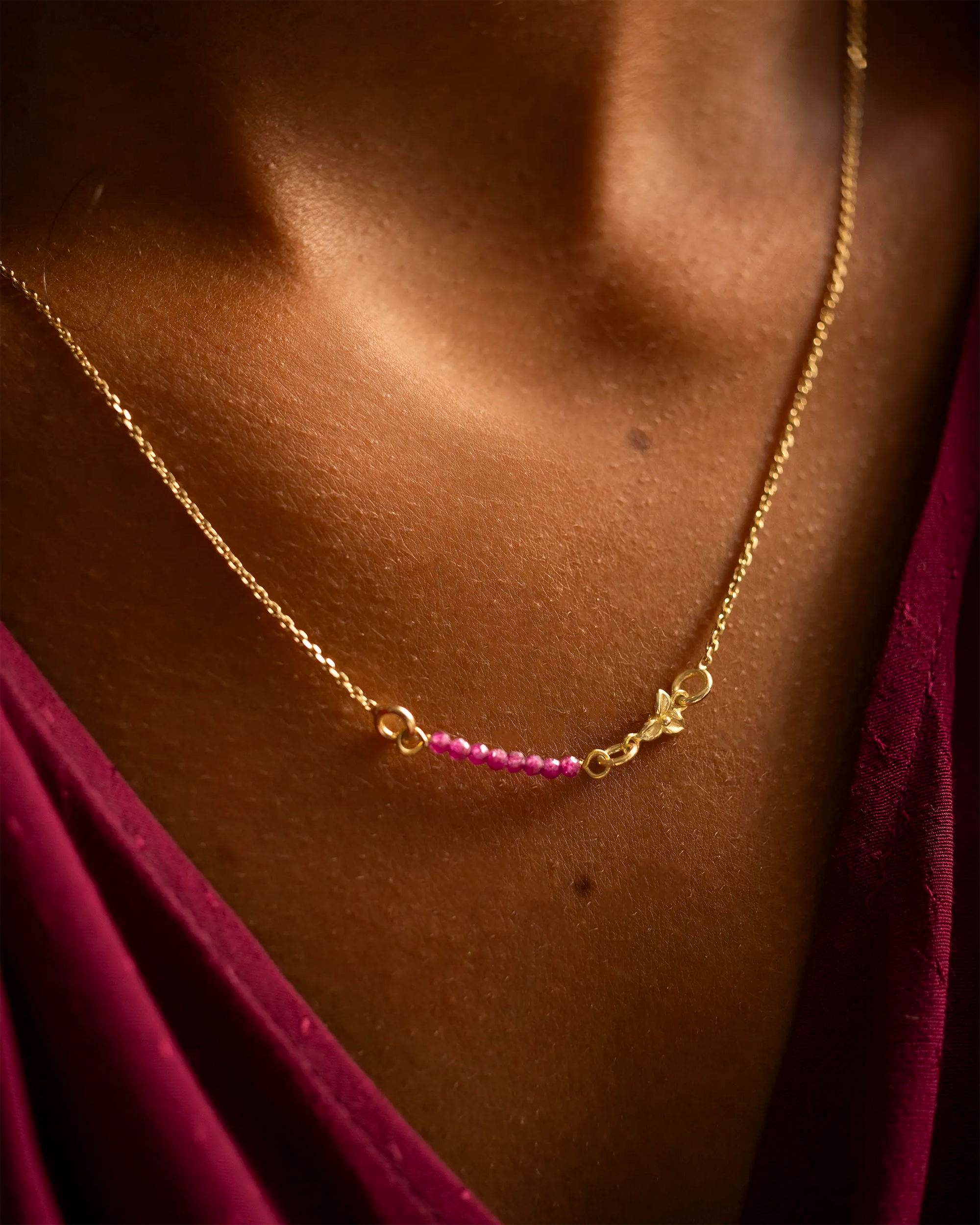 Gold Semi-Precious Birthstone Bar and Birth Flower Necklace