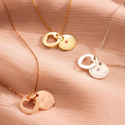 Personalised Secret Message Heart Birthstone Necklace