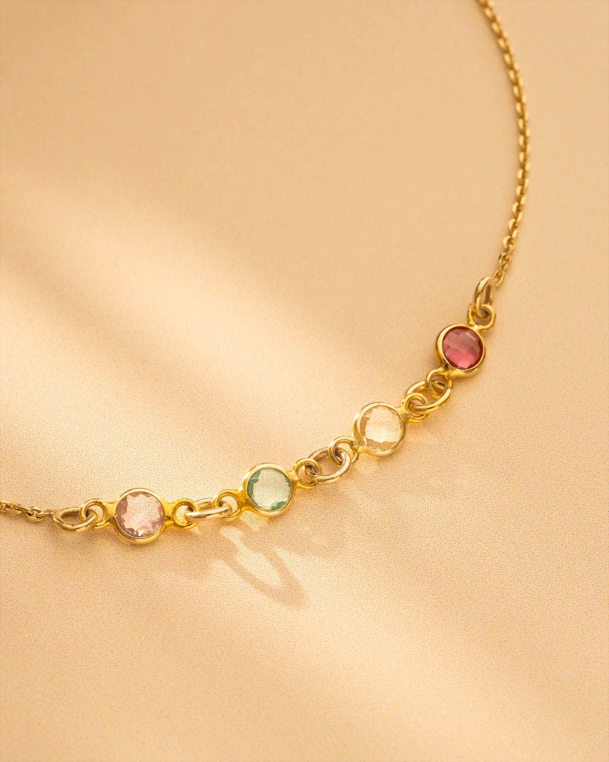 Gold Family Mini Birthstone Personalised Slider Bracelet