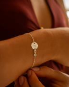 Silver Disc And Micro Birthstone Personalised Bracelet