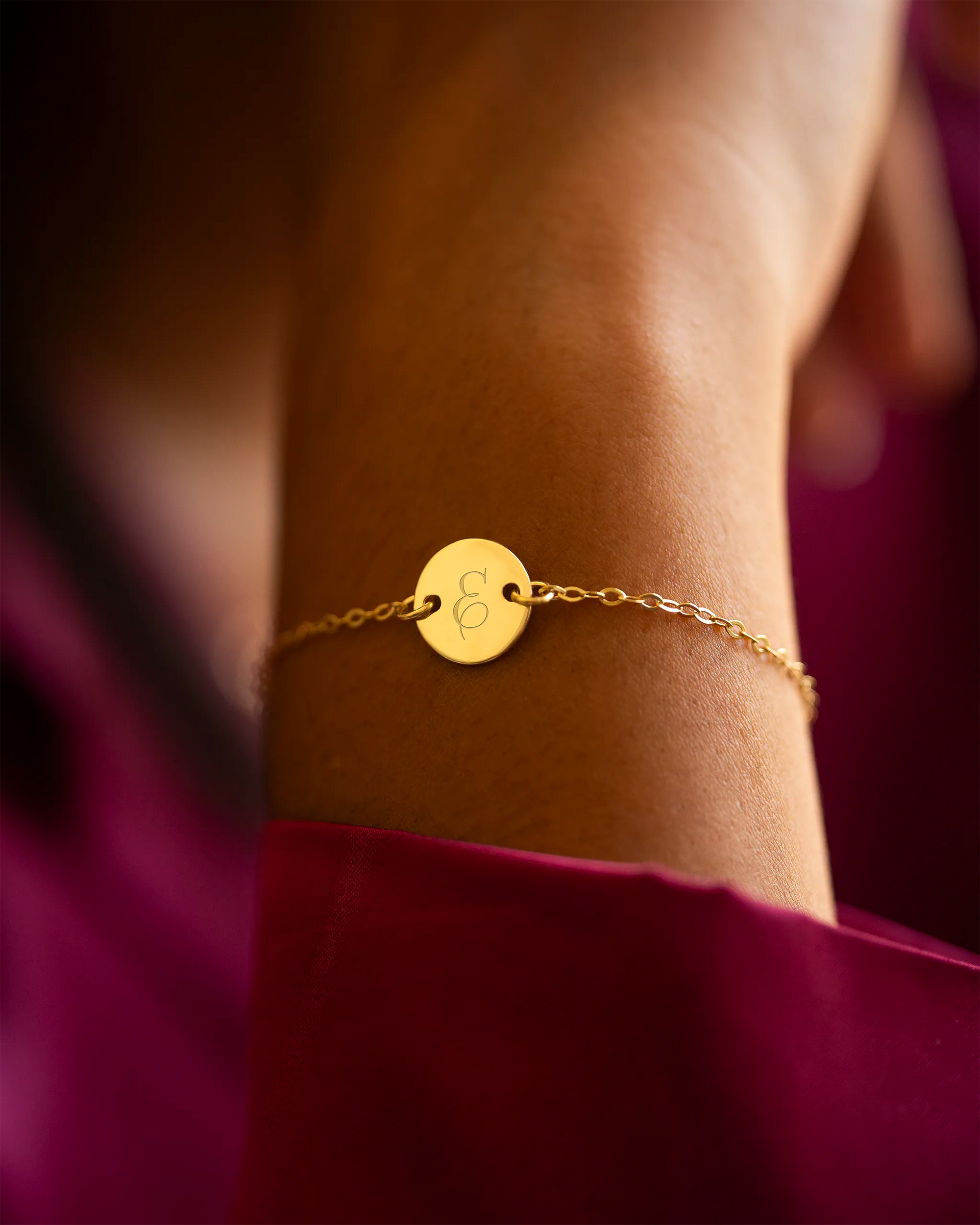 Gold Initial Disc Personalised Bracelet