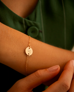 Rose Gold Initial Disc Personalised Bracelet