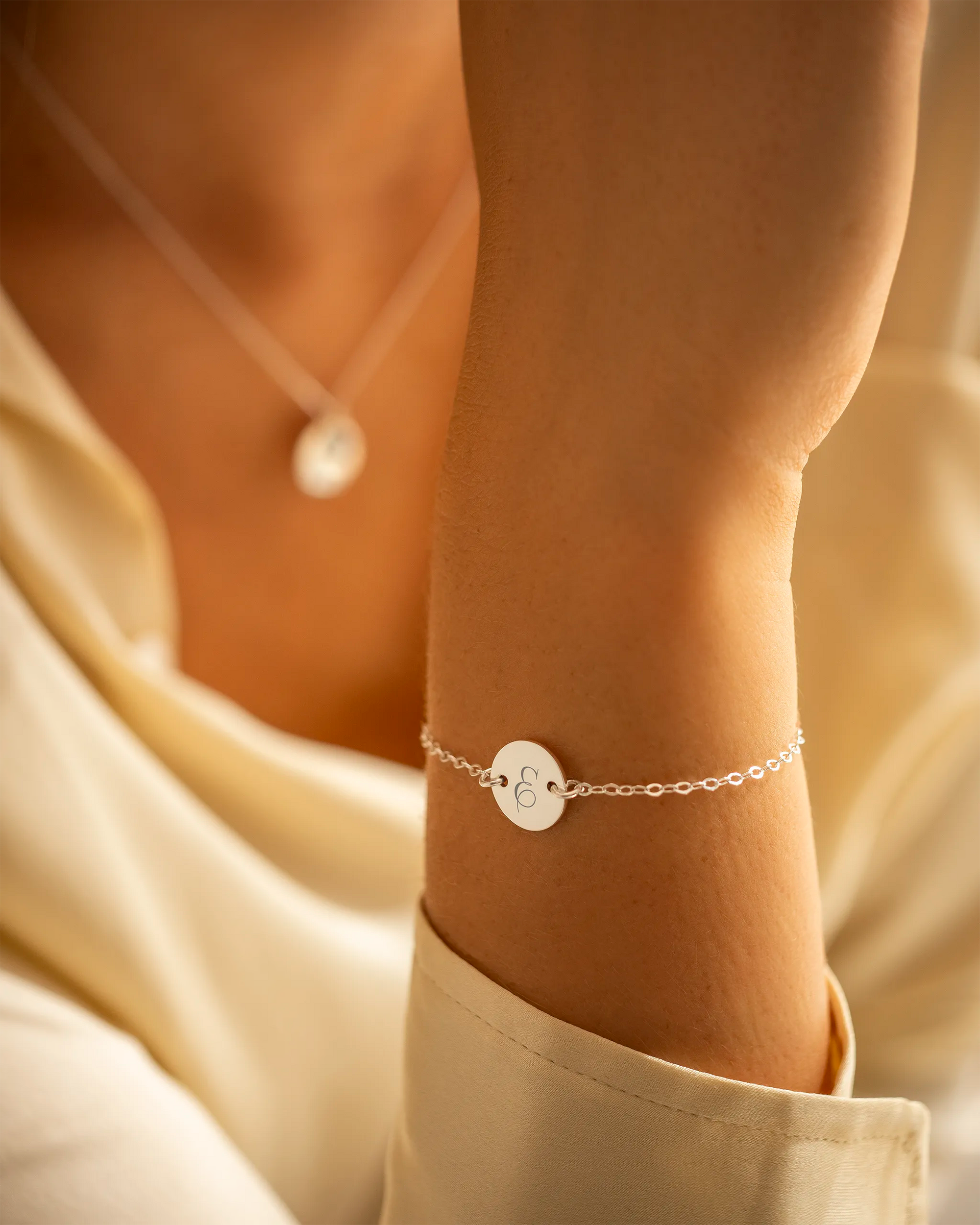 Silver Initial Disc Personalised Bracelet