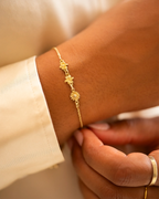 Gold Family Birth Flower Personalised Slider Bracelet