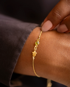 Gold Birth Flower and Birthstone Personalised Slider Bracelet