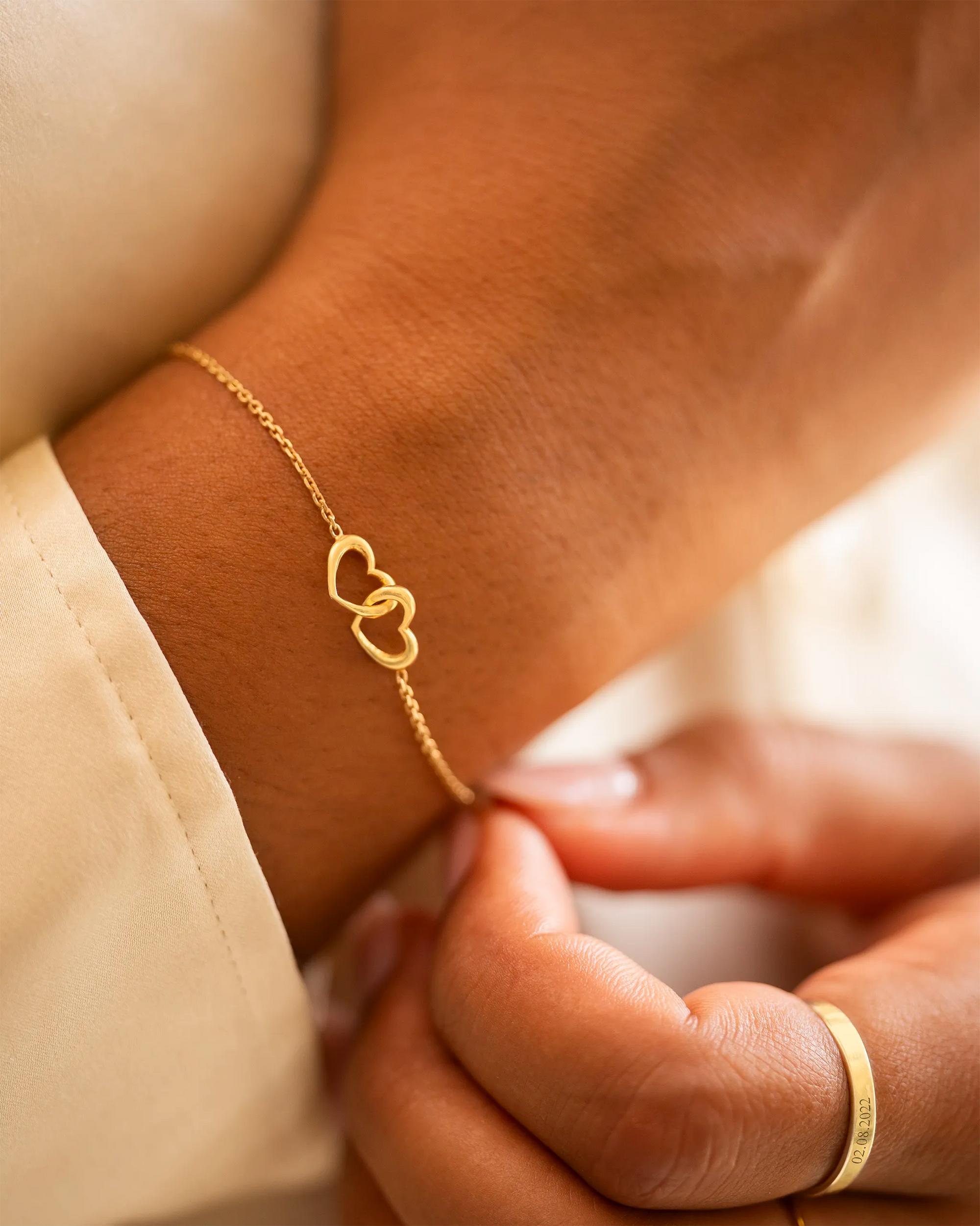 Gold Infinity Heart Personalised Slider Bracelet