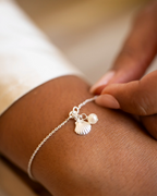 Silver Seashell and Pearl Personalised Bracelet