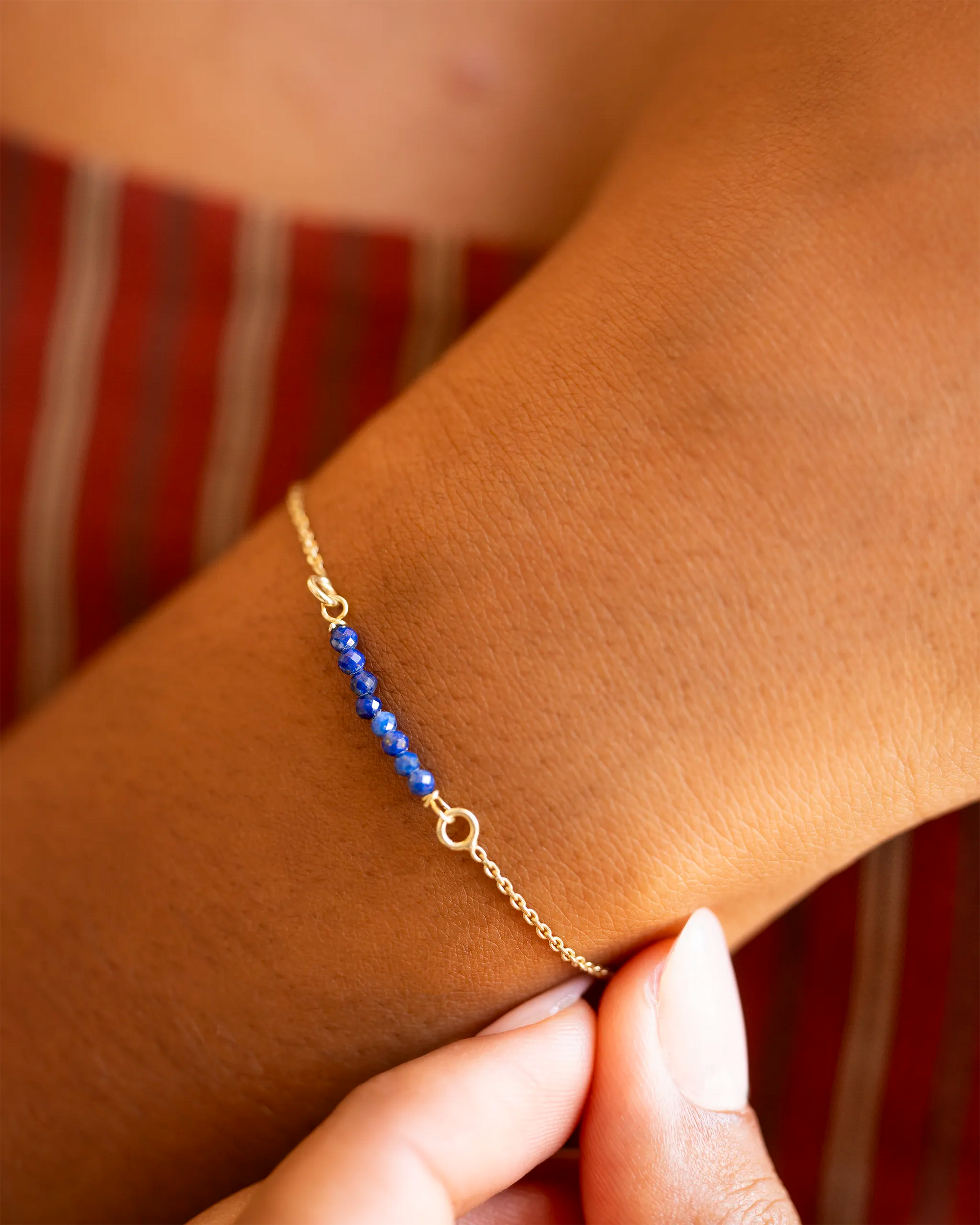 Gold Semi-Precious Birthstone Bar Slider Bracelet