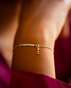 Gold Semi-Precious Birthstone Bar Letter Slider Bracelet