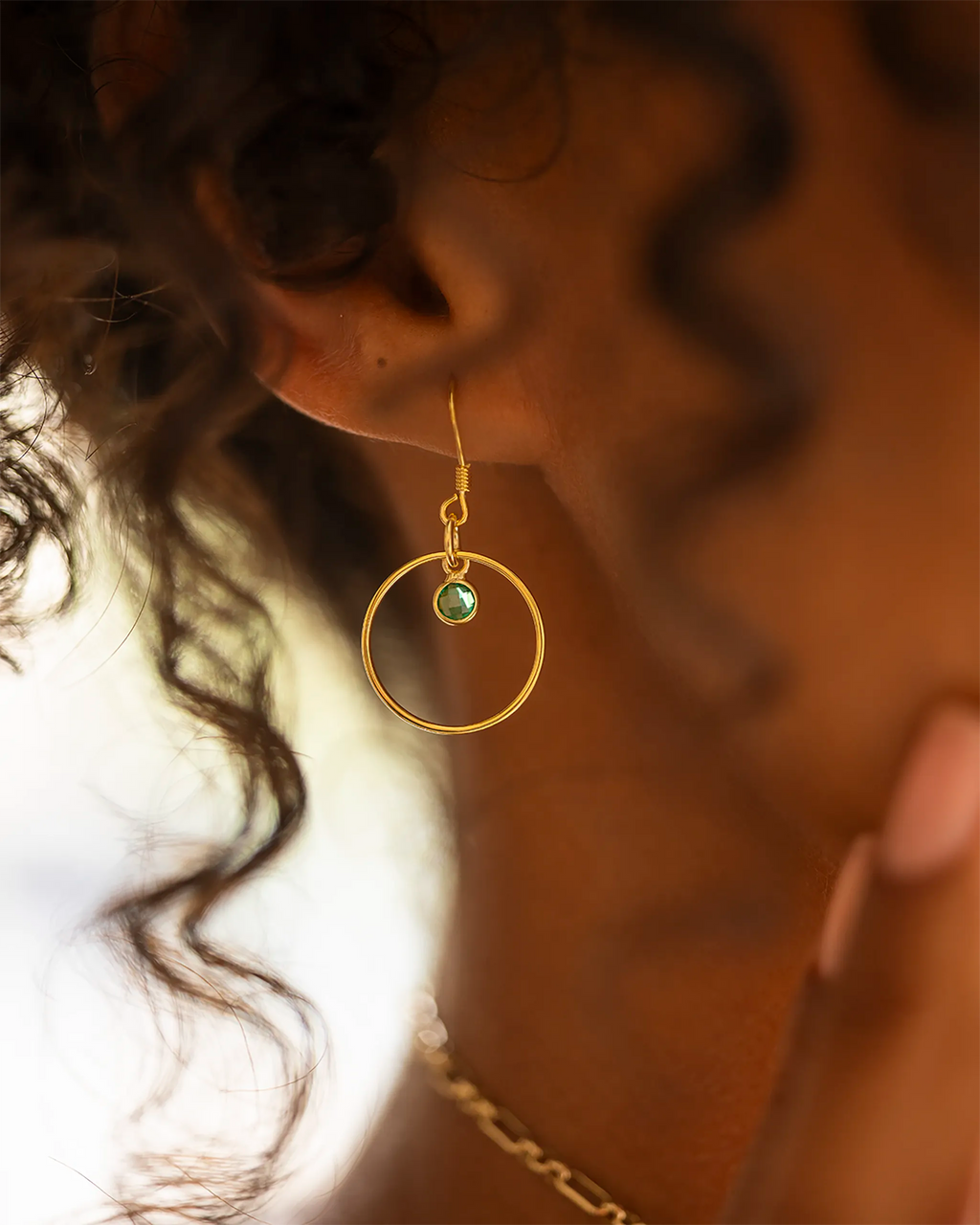Gold Personalised Birthstone Halo Drop Earrings