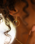 Gold Personalised Birthstone Halo Drop Earrings