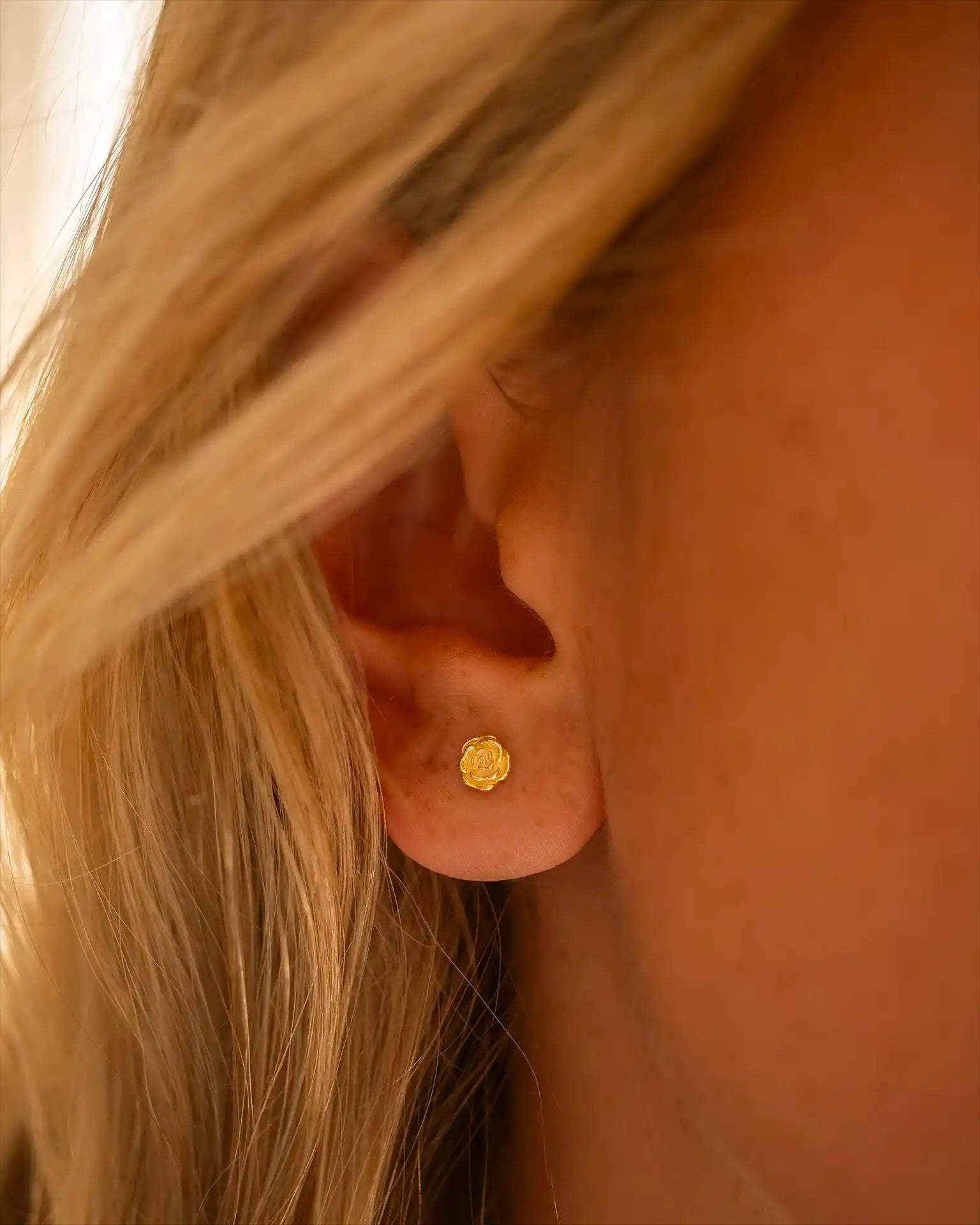 Gold Birth Flower Stud Personalised Earrings