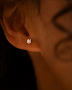 Silver Birth Flower Stud Personalised Earrings