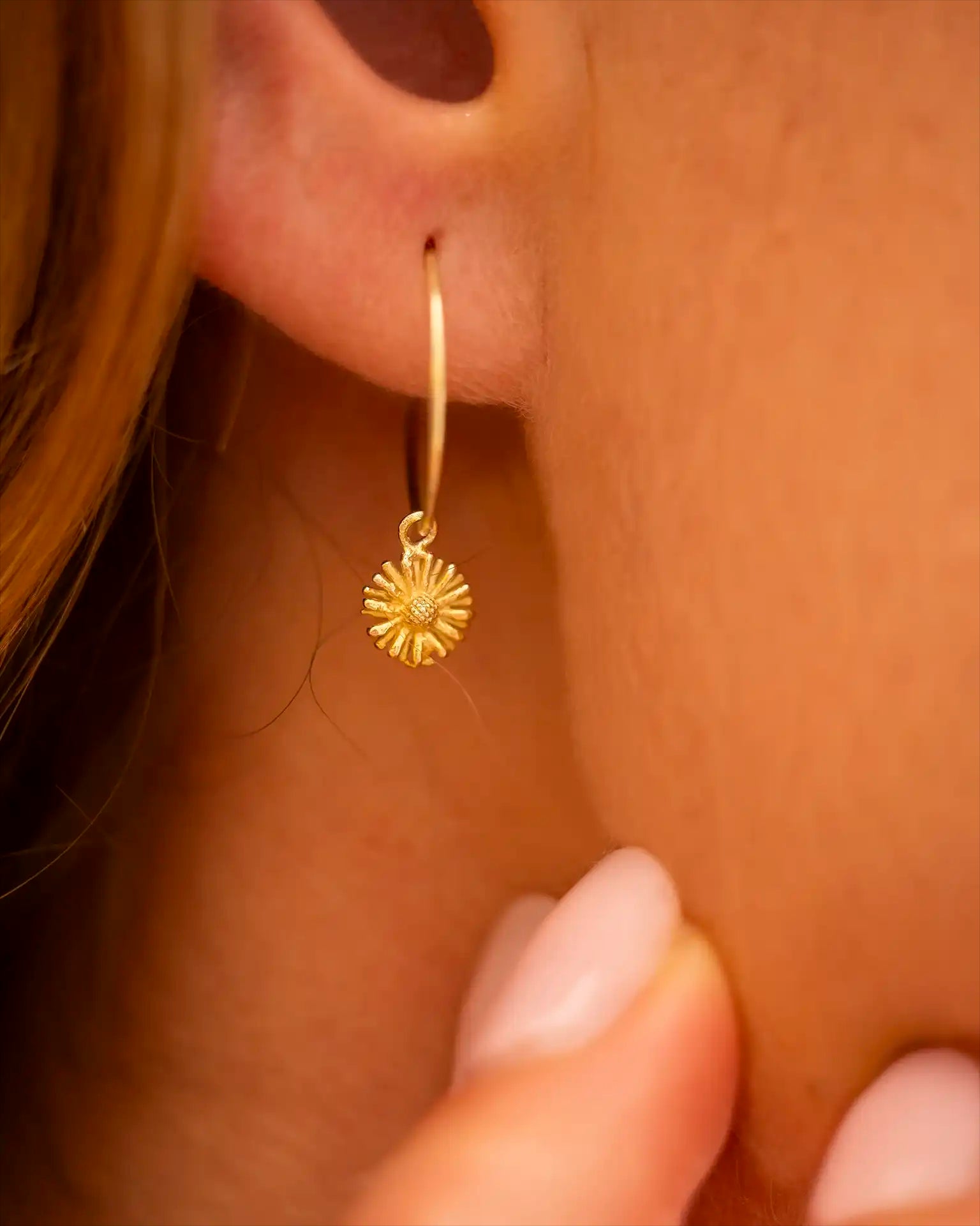 Gold Personalised Birth Flower Hoop Earrings