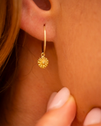Gold Personalised Birth Flower Hoop Earrings