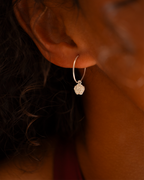 Silver Personalised Birth Flower Hoop Earrings