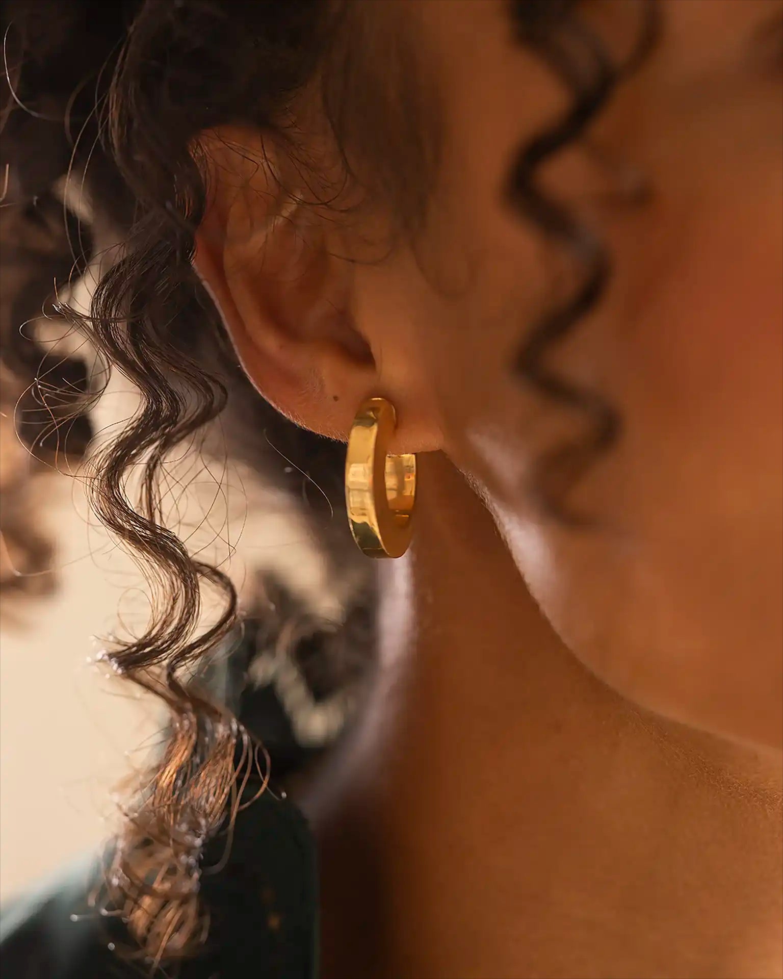 Gold Contemporary Statement Hoop Earrings