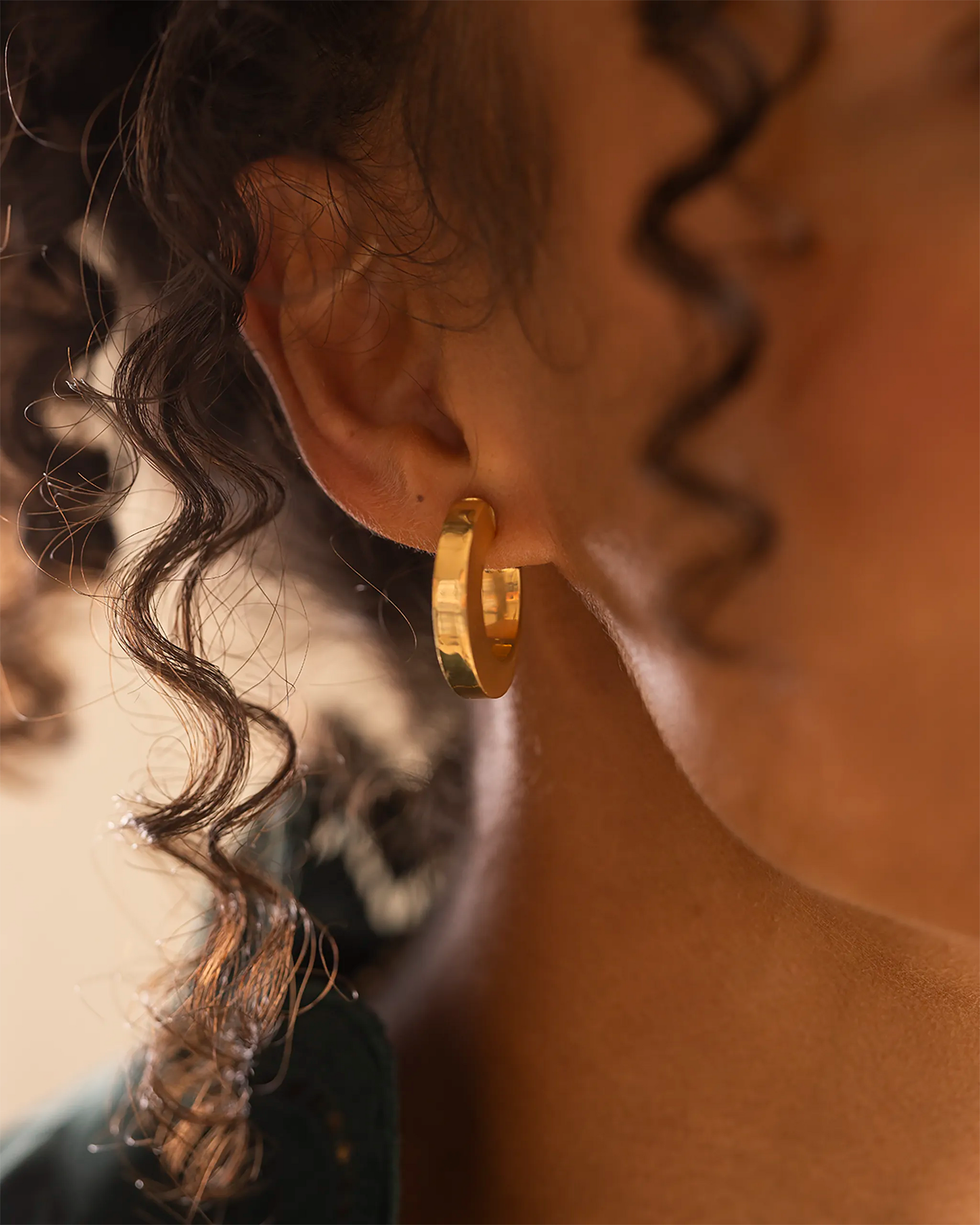 Gold Contemporary Statement Hoop Earrings