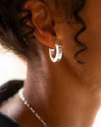 Silver Contemporary Statement Hoop Earrings