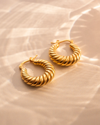 Gold Twist Statement Hoop Earrings