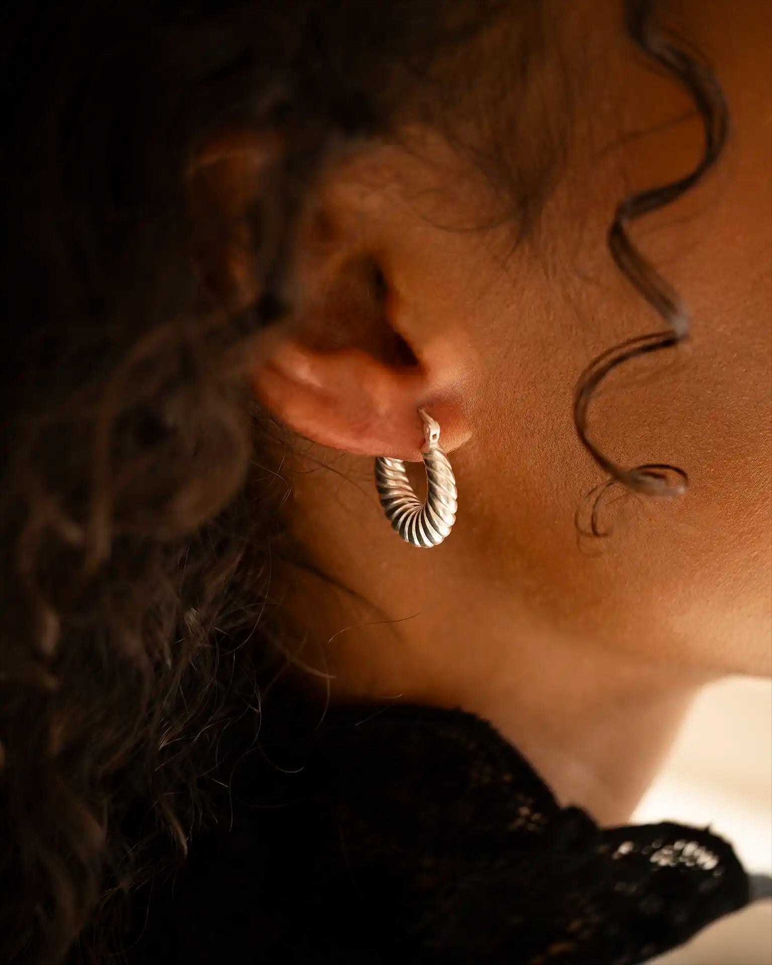 Silver Twist Statement Hoop Earrings