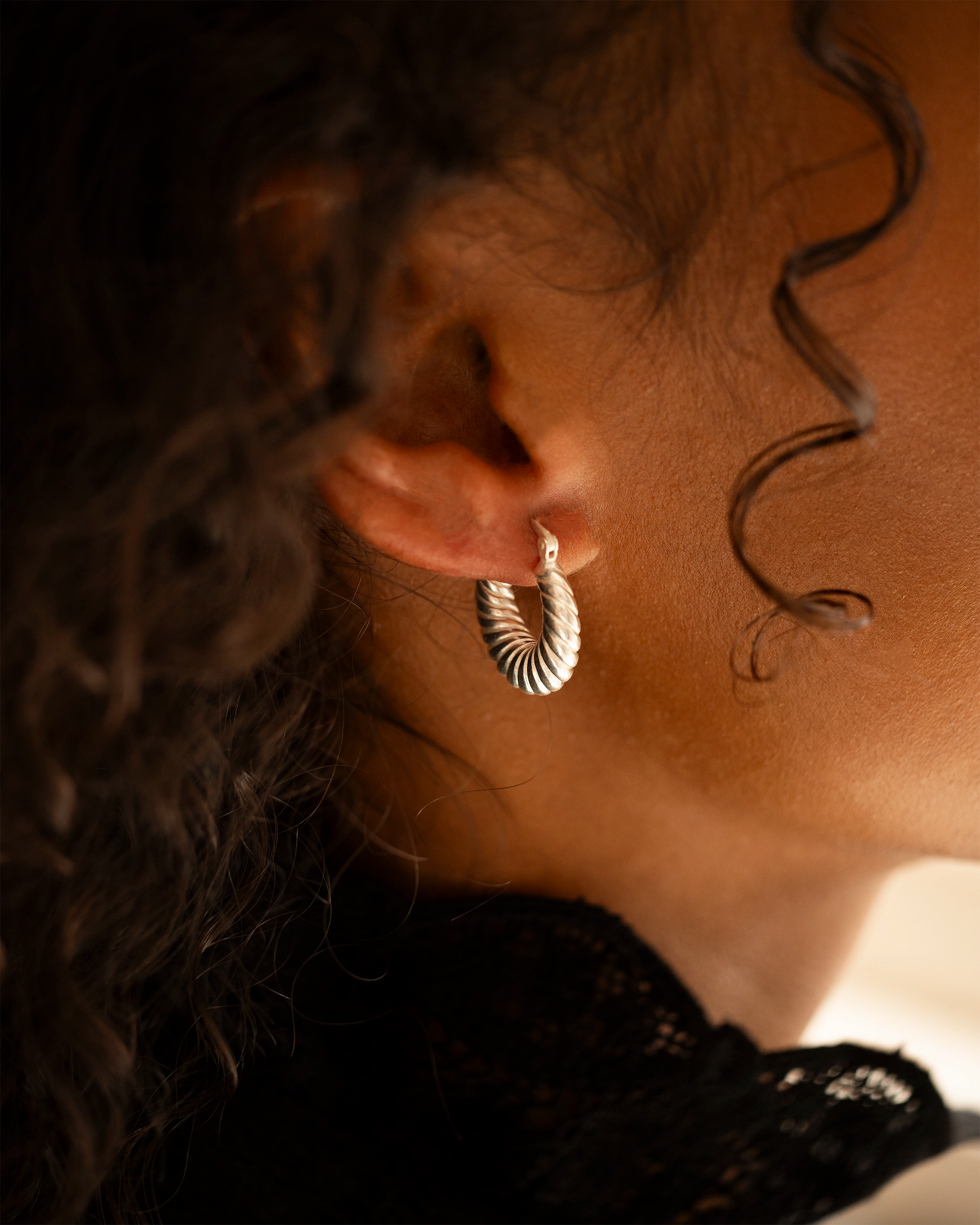 Silver Twist Statement Hoop Earrings