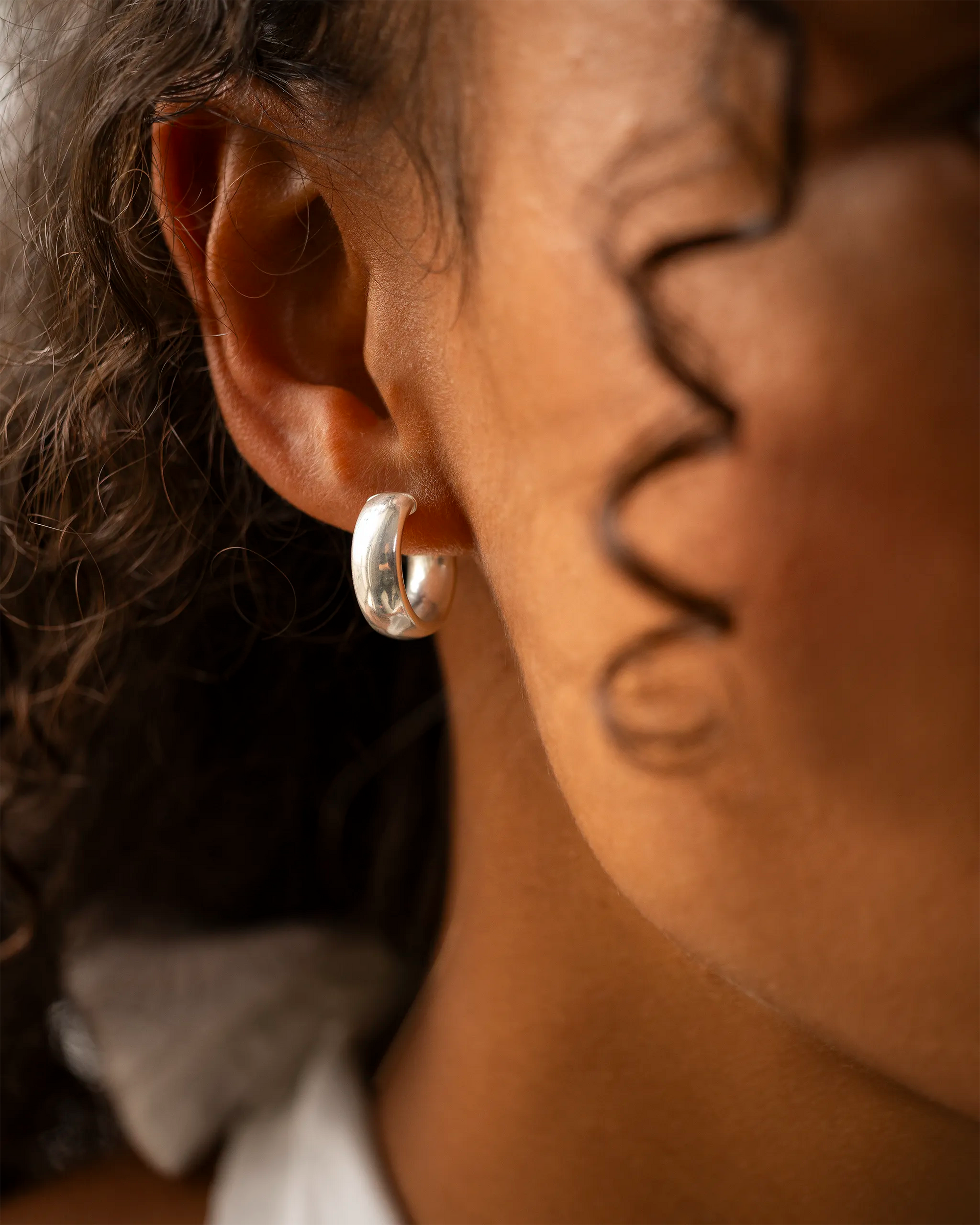 Silver Small Statement Hoop Earrings