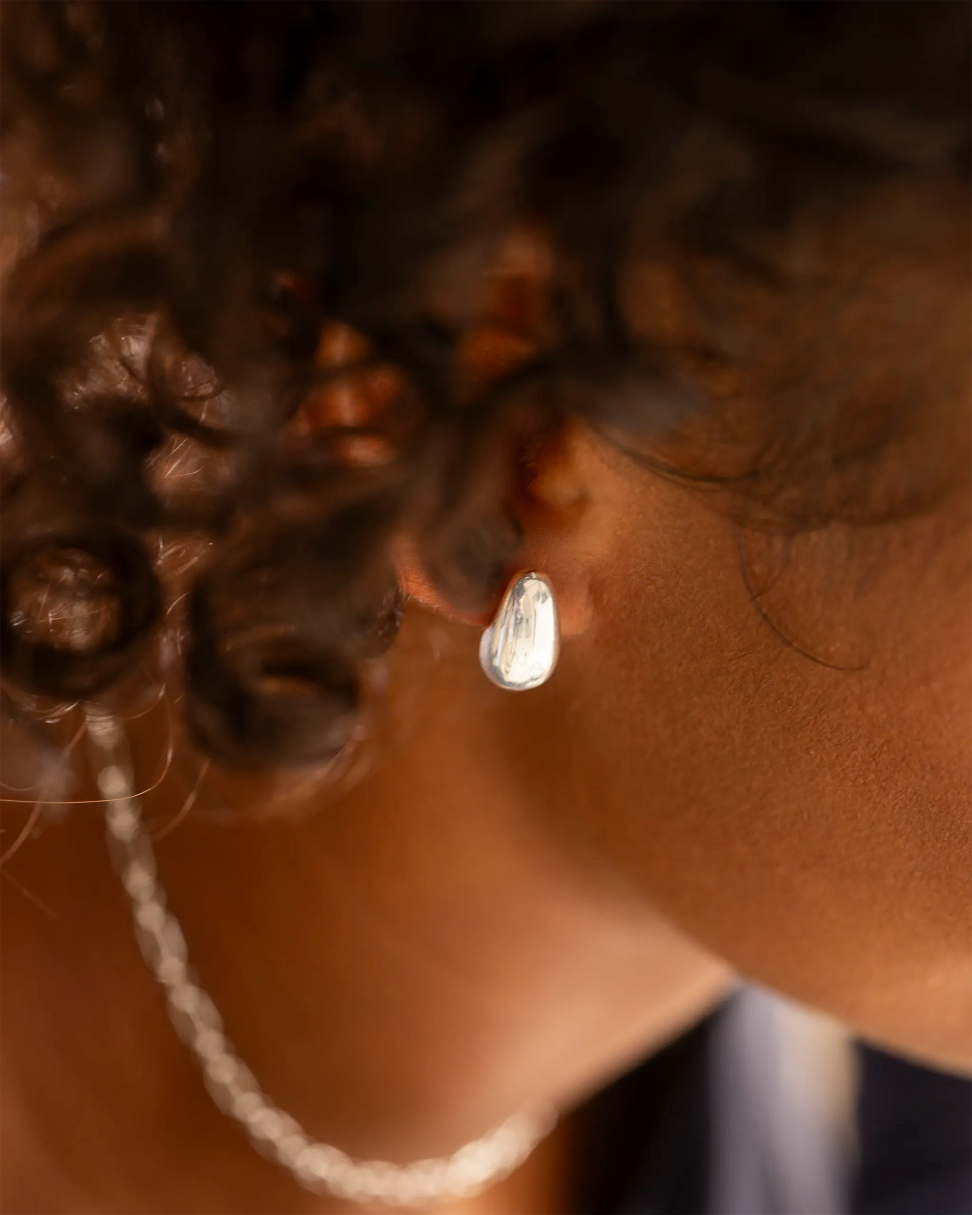 Silver Statement Drop Stud Earrings