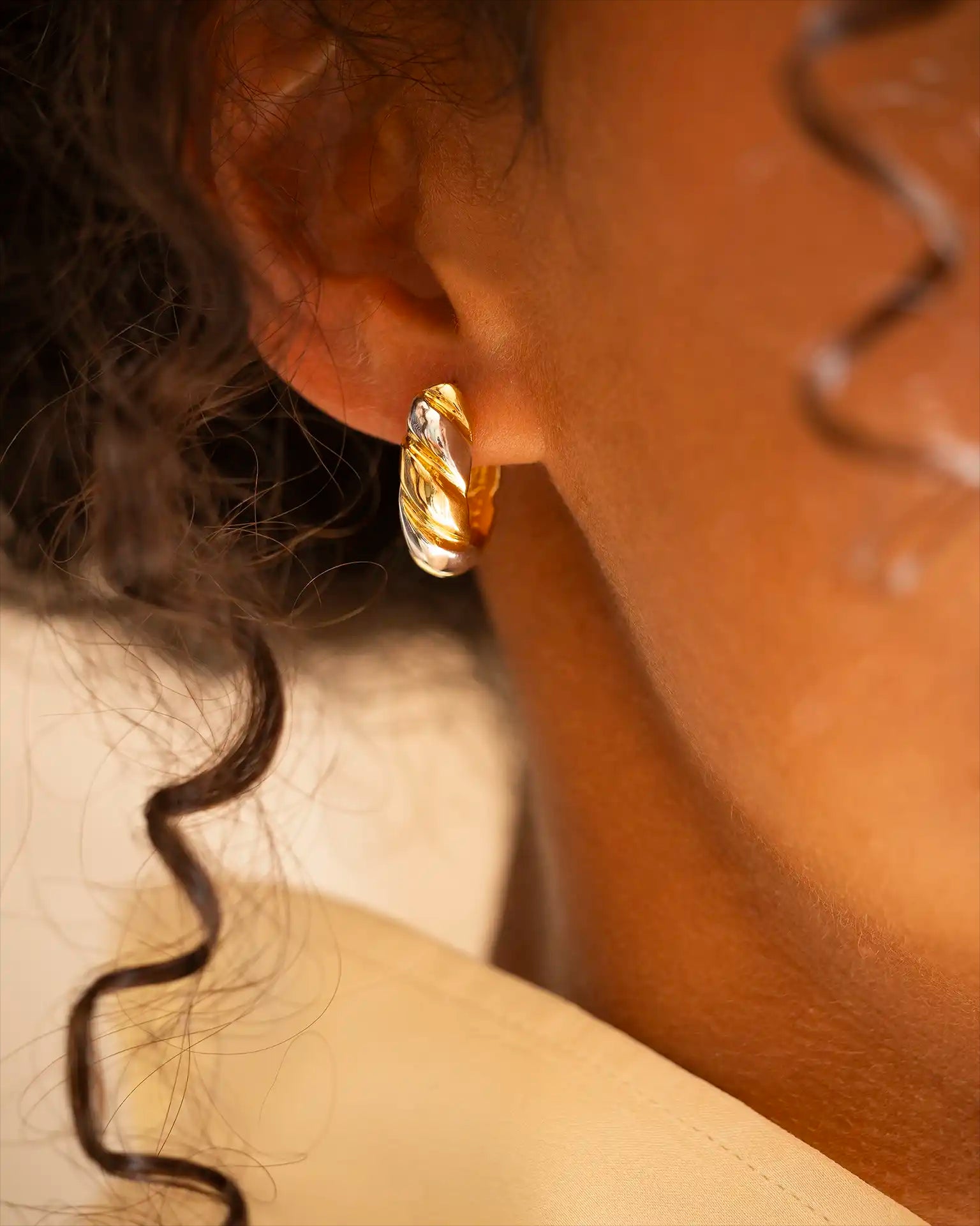 Mixed Metal Statement Hoop Earrings