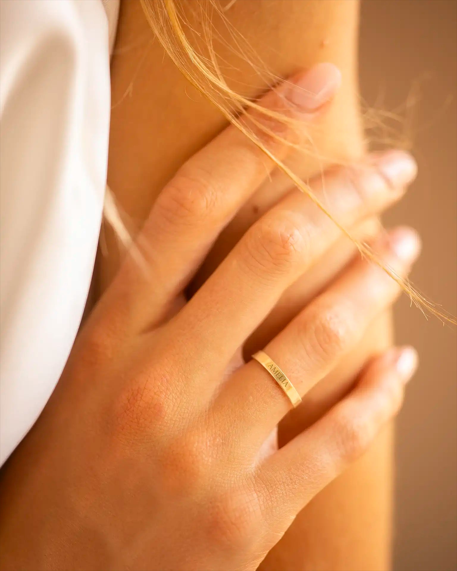 Gold Personalised Message Ring