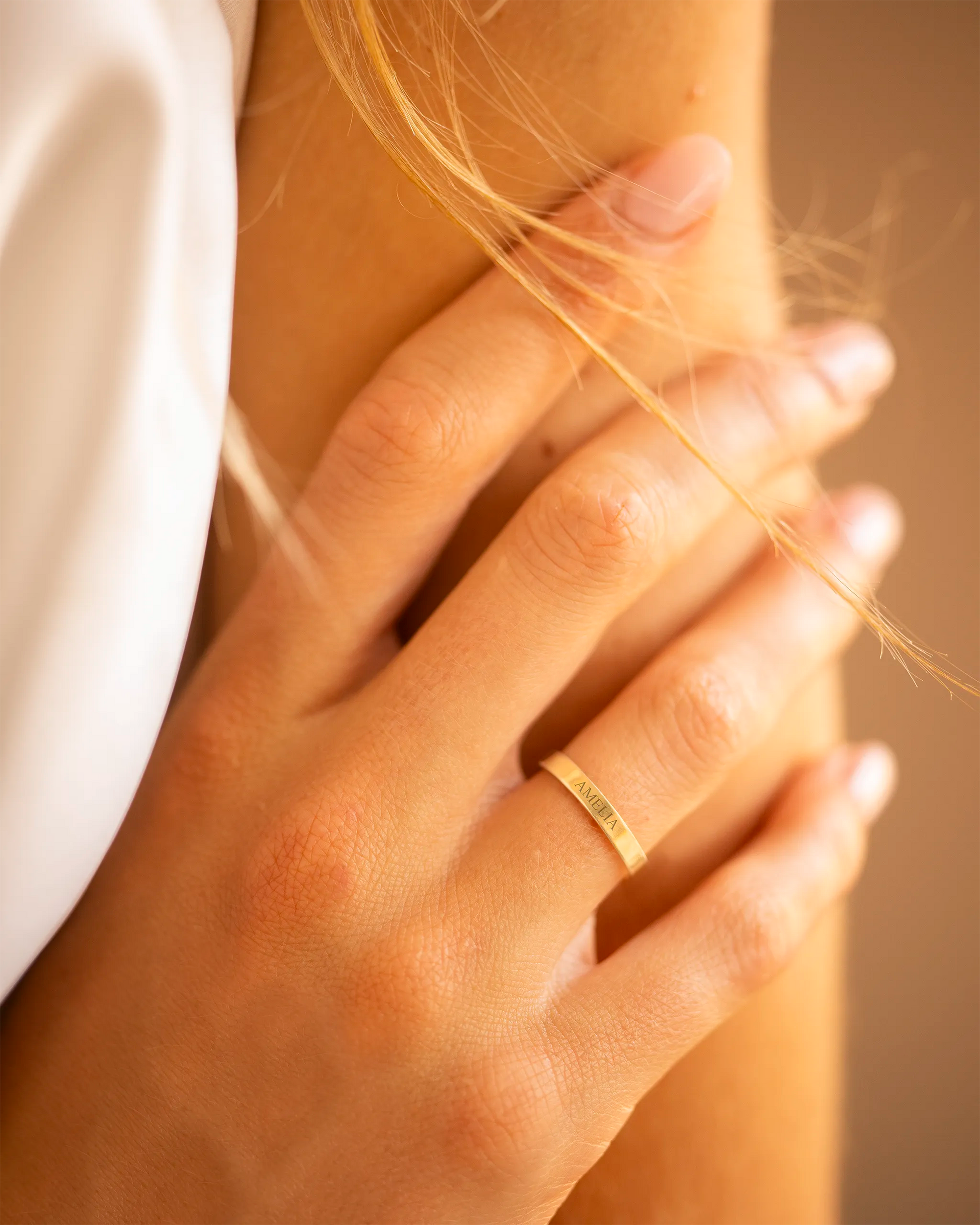 Gold Personalised Message Ring