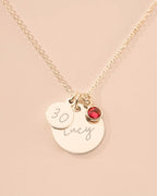 Silver Personalised Birthday Disc Name Necklace