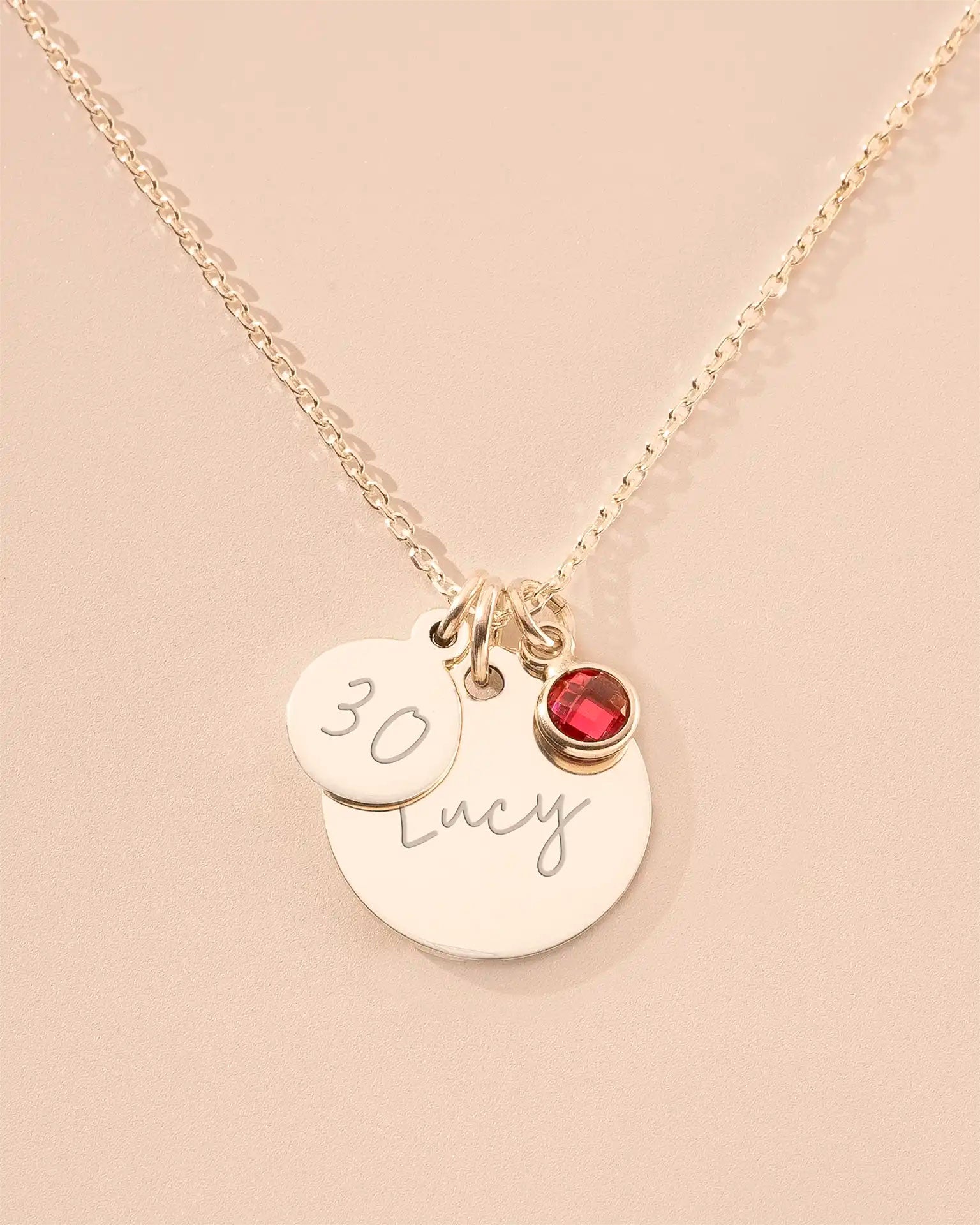 Silver Personalised Birthday Disc Name Necklace