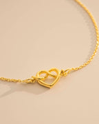 Gold Heart Knot Charm Slider Bracelet
