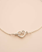 Silver Heart Knot Charm Slider Bracelet