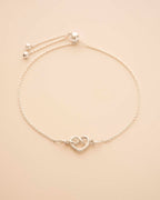 Silver Heart Knot Charm Slider Bracelet
