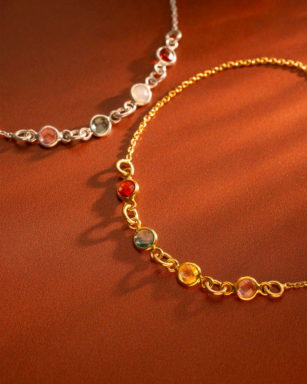 gold and silver birthstone slider bracelets