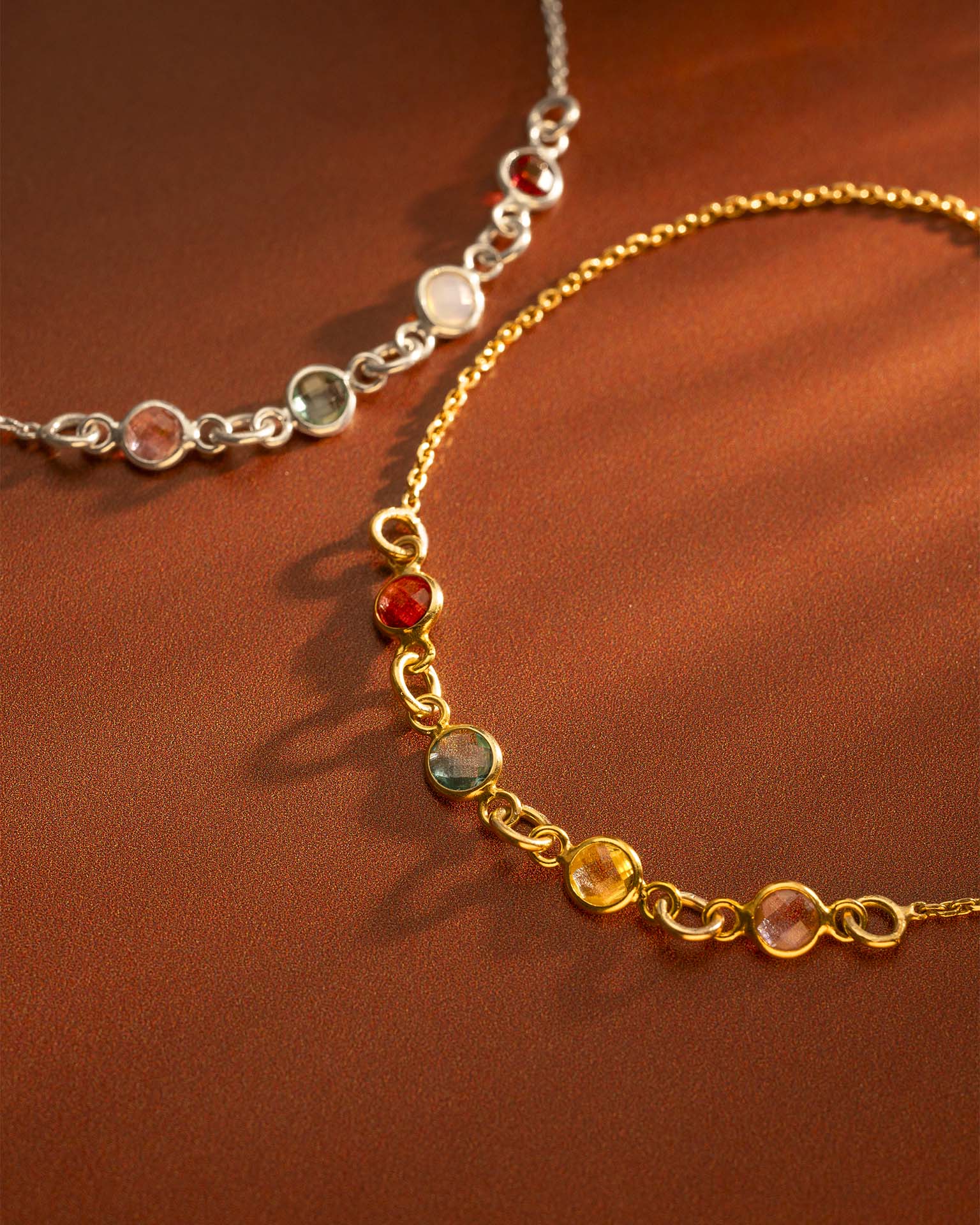 gold and silver birthstone slider bracelets
