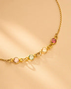 Gold Family Mini Birthstone Personalised Slider Bracelet