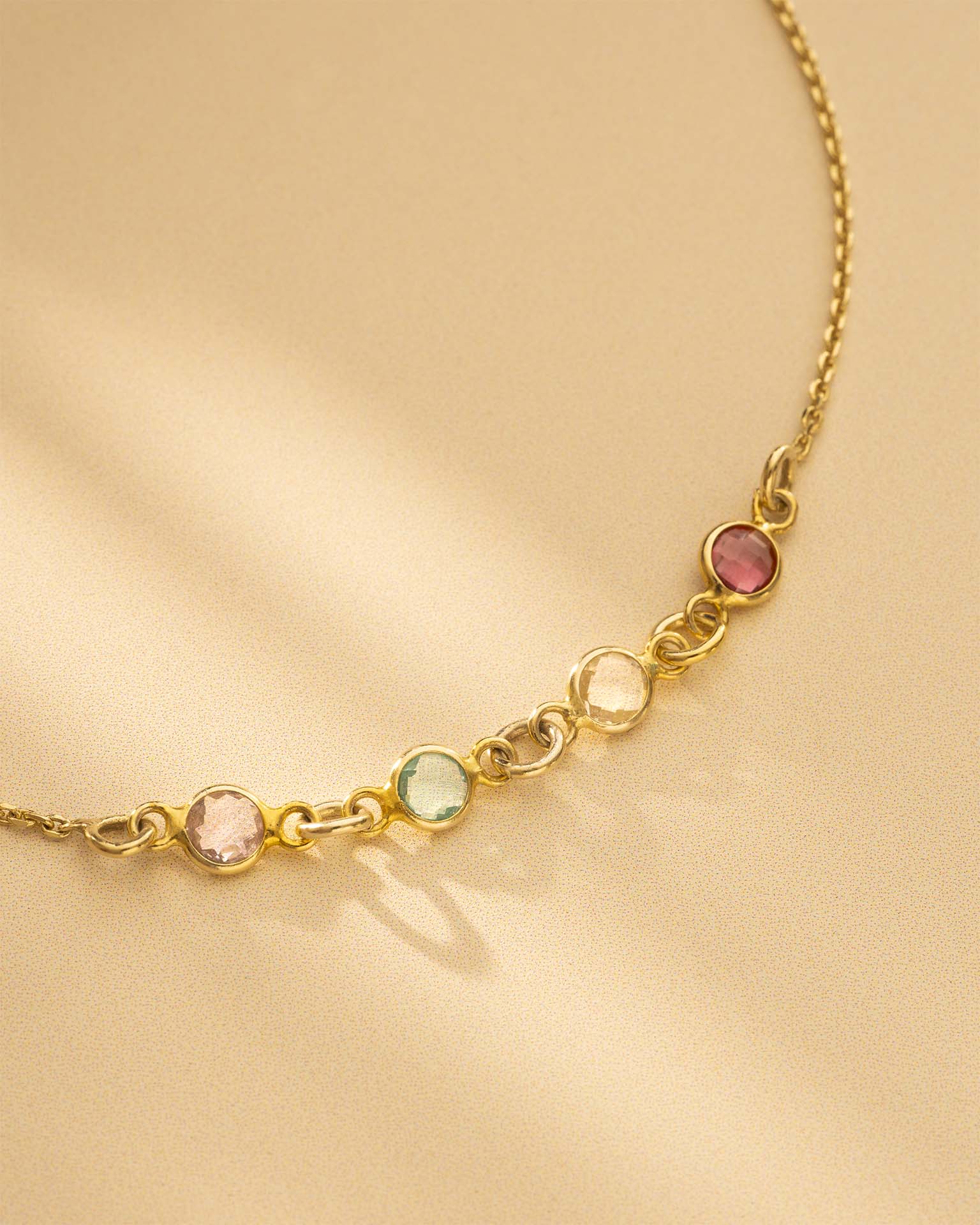 Gold Family Mini Birthstone Personalised Slider Bracelet