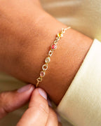 Gold Family Mini Birthstone Personalised Slider Bracelet