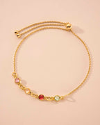 Gold Family Mini Birthstone Personalised Slider Bracelet