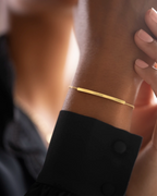 Gold Curved Skinny Bar Personalised Message Bracelet